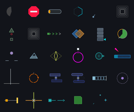 B5 Grok — 29 animated agent-state glyphs